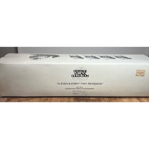 Heritage Village Collection Sleigh & Eight Tiny Reindeer Set - Picture 7 of 7